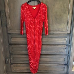 Cotton dress. Ruched siding. 3/4 sleeves.